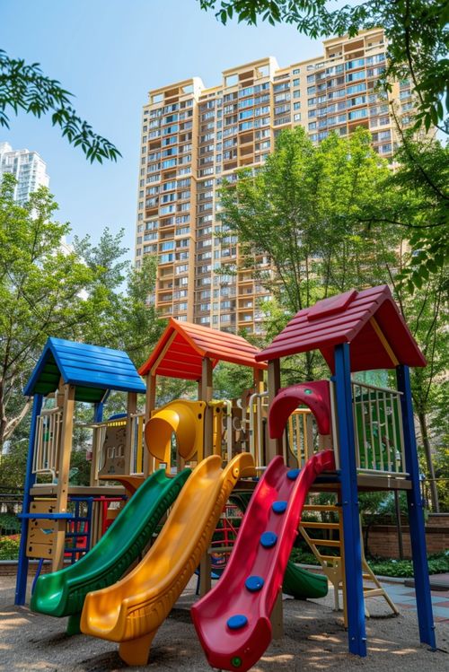 住宅區(qū)公用兒童組合滑梯設(shè)計效果圖 打造安全與趣味兼?zhèn)涞挠螛房臻g